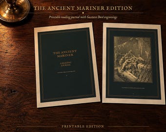 Ancient Mariner Reading Journal Printable, Coleridge Book Journal, Sea Voyage Poem Notes, Gothic Art Prints PDF