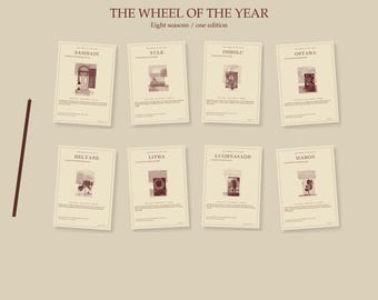 Wheel of the Year Printable, Sabbat Ritual Kits for Samhain and Yule, Pagan Book of Shadows Pages, US Letter PDF
