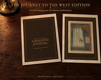 Journey to the West Reading Journal Printable, Monkey King Book Journal, Japanese Woodblock Prints, Bookmarks PDF