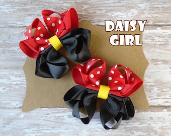 Mouse Octopus Ribbon Hair Bow Pigtail Set, Girls Pigtail Hair Bows, Gifts for Girls.