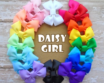 2 Inch Mini Bow Bundle, 18pc. Set of Rainbow Bows, Hair Bows For Girls, Summer Hair Bows, Back to School Bows.