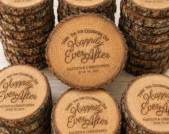Op maat gegraveerde houten onderzetters - rustieke huwelijksbedankjes, gepersonaliseerde drankonderzetters
