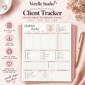 Hoja de trabajo imprimible para el seguimiento de clientes / CRM para pequeñas empresas (PDF tamaño A4)