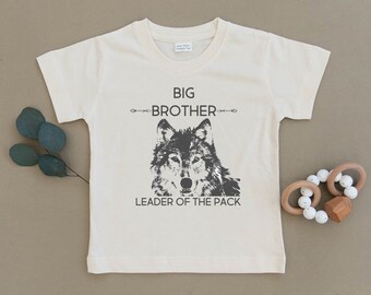 Big Brother, Wolf, Tribal, Rustic, Organic, Tee, T-Shirt, Top, Pregnancy Announcement, Birth Announcement, Boho, Toddler, New Baby, Eco