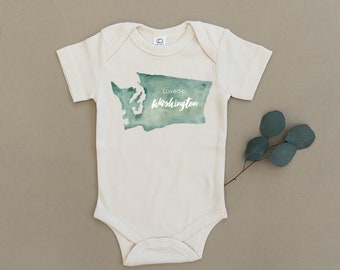 Loved in Washington, Baby, Boy, Girl, Unisex, Infant, Toddler, Newborn, Organic, Bodysuit, Outfit, One Piece, Clothes, Layette, Playsuit