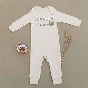 Locally Grown, Hippie Baby, Boho Baby, Organic Cotton Baby Bodysuit, Playsuit, Baby Girl, Baby Boy, Unisex Baby, Ecofriendly, Handmade, Gift