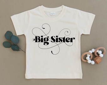 Big Sister, Sibling, Organic, Tee, T-Shirt, Top, Pregnancy Announcement, Birth Announcement, Boho, Hippie, Toddler, New Baby, Eco