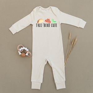 Taco Bout Cute Organic Baby Playsuit, Romper, Unisexe, Garçon, Fille, Bodysuit, One Piece, Outfit, Eco, Handmade, Fiesta, Party, Water-Based