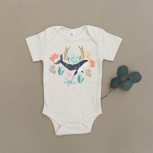 Watercolor Blue Whale, Ocean, Sea, Nautical, Girl, Boy, Infant, Toddler, Newborn, Organic, Ecofriendly, Bodysuit, Outfit, One Piece