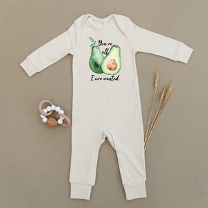 You&#39;re All I Avo Wanted Avocado Organic Baby Playsuit, Romper, Unisex, Boy, Girl, Bodysuit, One Piece, Outfit, Eco, Handmade, Water-Based