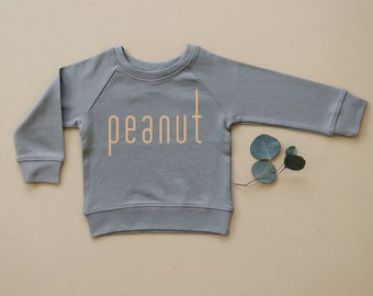 Peanut, Elephant, Little Peanut, Organic Baby Slate Grey Pullover, Sweater, Sweatshirt, Eco, Gender Neutral, Toddler, Unisex, Girl, Boy