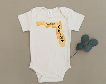 Loved in Florida, Baby, Boy, Girl, Unisex, Infant, Toddler, Newborn, Organic, Bodysuit, Outfit, One Piece, Clothes, Layette, Creeper