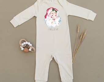 I Believe, Babbo Natale, Natale, Vacanze, Body per bambini in cotone organico, Tuta da gioco, Neonata, Bambino, Bambino unisex, Ecologico, Fatto a mano