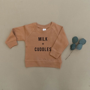 Milk & Cuddles, Breastfeeding, Breastfed, Organic Baby Pullover, Sweater, Sweatshirt, Ecofriendly, Gender Neutral, Funny, Toddler, Unisex