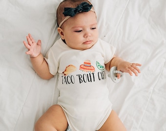 Taco 'Bout Cute, Taco, Mexicaanse, Woordspelingen, Baby, Jongen, Meisje, Baby, Peuter, Pasgeboren, Organisch, Ecofriendly, Playsuit, Bodysuit, Outfit, One Piece