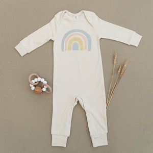 Pastel Watercolor Rainbow, Baby, TTC, IVF, Adoption, Worth The Wait, Organic Cotton Baby Bodysuit, Playsuit, Baby Girl, Boy, Unisex,Handmade