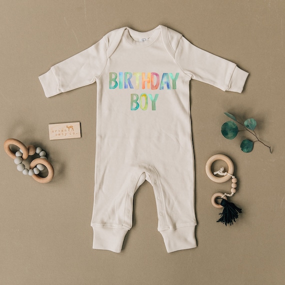 Birthday Boy, 1st Birthday, Organic Baby Playsuit, Romper, Unisex