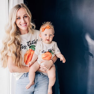 Hey Cutie, Oranges, Clementines, Organic, Mom, Mother, Mama, Momma, Baby, Daughter, Son, Matching Shirts, Matching Outfits, Matching Tees