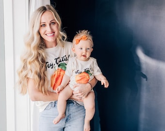 Hey Cutie, Oranges, Clementines, Organic, Mom, Mother, Mama, Momma, Baby, Daughter, Son, Matching Shirts, Matching Outfits, Matching Tees