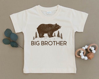 Big Brother Bear, Cub, Tribal, Rustic, Organic, Tee, T-Shirt, Top, Pregnancy Announcement, Birth Announcement, Boho, Toddler, New Baby, Eco