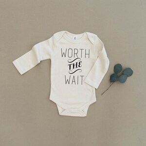 ORIGINAL Worth The Wait Baby, Boy, Girl, Unisex, Infant, Newborn, Organic, Fair Trade, Bodysuit, Outfit, One Piece, IVF Baby, Adoption Baby image 5