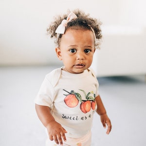 Sweet as a Peach, Just Peachy Baby, Boy, Girl, Unisex, Infant, Toddler, Newborn, Organic, Ecofriendly, Bodysuit, Outfit, One Piece, Playsuit image 1