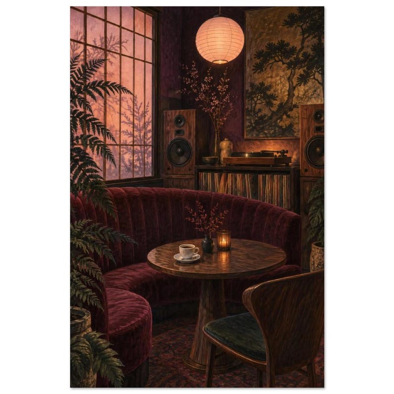 Jazz Cafe Interior Art Print, Velvet Booth image 2