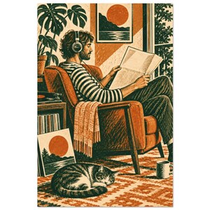 Sunday Reader and Cat Art Print, Sunday Paper image 3