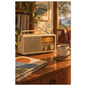 Retro Portable Radio Art Print, Amber Dial Radio immagine 3