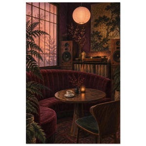 Jazz Cafe Interior Art Print, Velvet Booth image 3