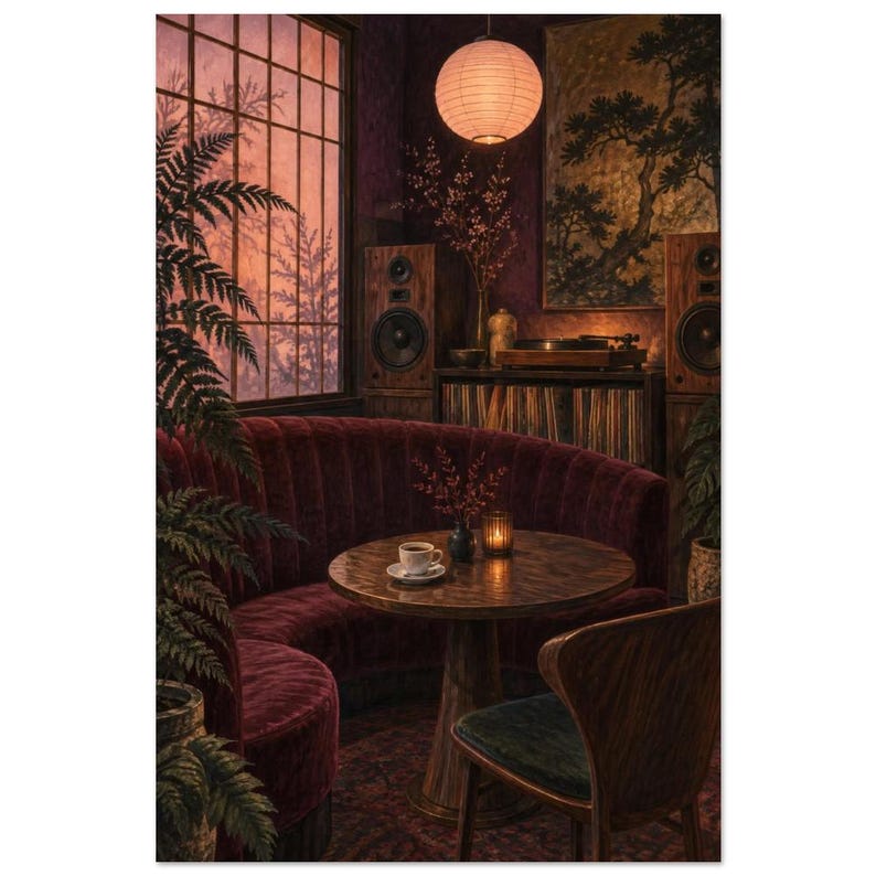 Jazz Cafe Interior Art Print, Velvet Booth image 3
