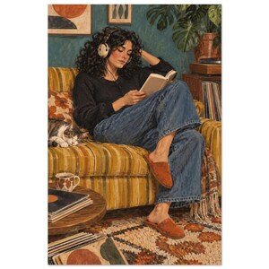 Colourful Sunday Reading Art Print, Sunday on the Sofa image 3