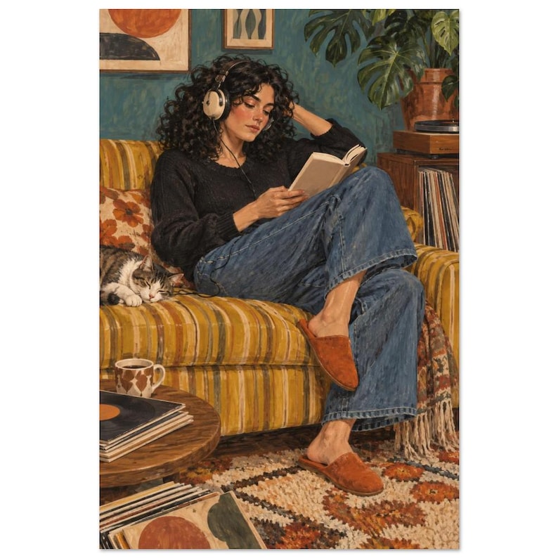 Colourful Sunday Reading Art Print, Sunday on the Sofa image 3