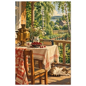 Summer Dacha Art Print, Retro Country Garden Poster image 2