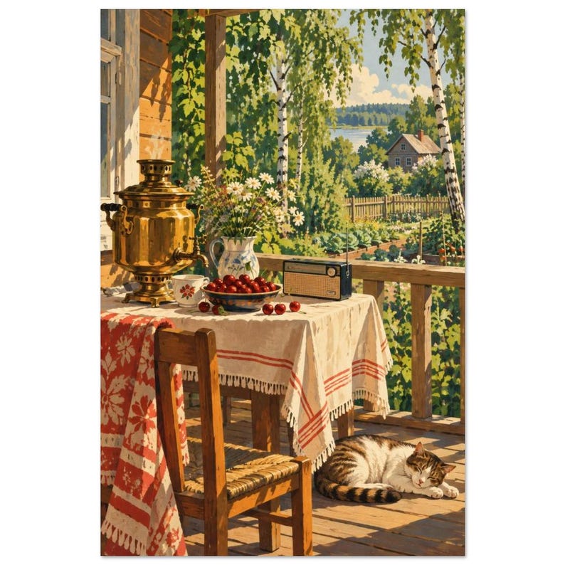 Summer Dacha Art Print, Retro Country Garden Poster image 2