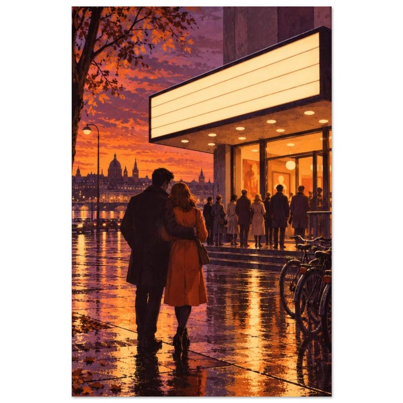 Sunday Cinema Art Print, Retro Movie Theatre Poster image 2