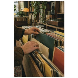 Retro Record Shop Art Print, Vinyl Collector Wall Art - Crate Digger 30 × 45 cm / 12 × 18 in
