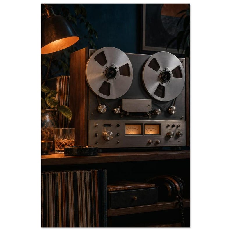 Vintage Reel-to-Reel Art Print, Midnight Reels image 2