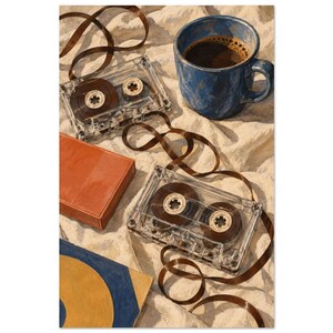 Cassette Tape Still Life Art Print, Rewind in Terracotta image 3