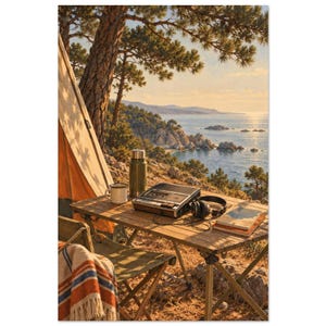 Coastal Camping Cassette Art Print, Cassette at the Campsite image 2