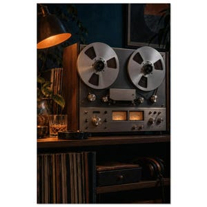 Vintage Reel-to-Reel Art Print, Midnight Reels image 3