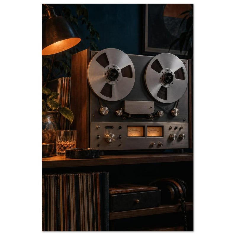 Vintage Reel-to-Reel Art Print, Midnight Reels image 3