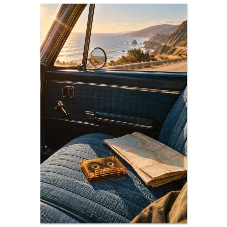 Retro Cassette Road Trip Art Print, Tape on the Road image 2