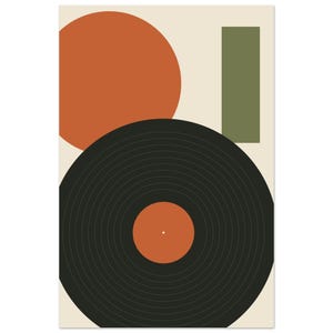 Retro Vinyl Record Art Print, Orange and Olive Wall Art, Amber Rotation image 2