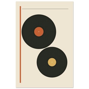 Twin Platters Vinyl Record Art Print, Retro Music Wall Art image 2