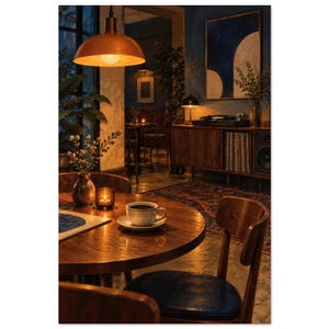 Japanese-Inspired Jazz Cafe Art Print, Under the Listening Lamp 30 × 45 cm / 12 × 18 in