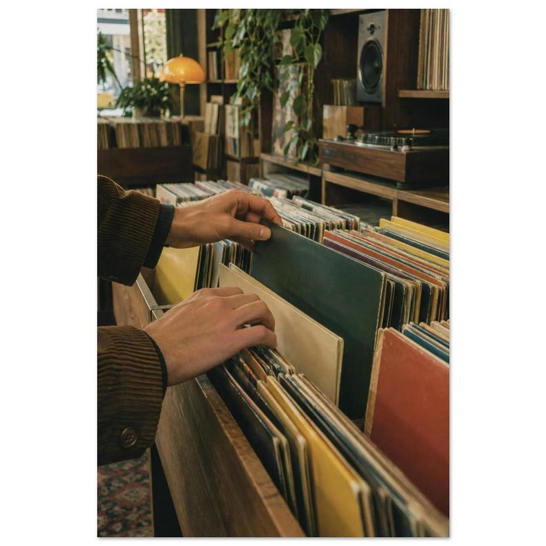 Retro Record Shop Art Print, Vinyl Collector Wall Art - Crate Digger 40 × 60 cm / 16 × 24 in