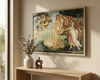 Birth of Venus Art Print, Botticelli Reproduction, Natural Oak Frame