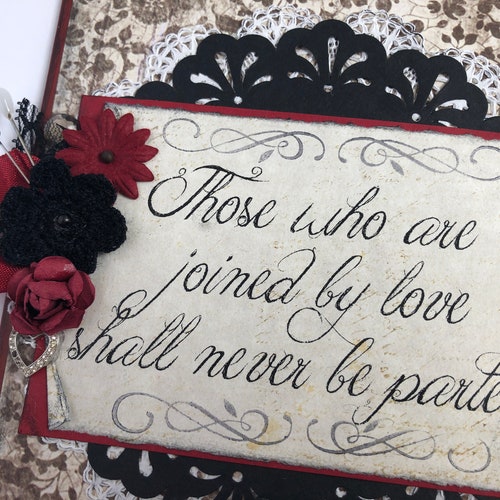 Goth wedding guest book shops personalized Gothic album sign in book skeletons Day of the Dead Halloween red black horror vampire Valentine gift