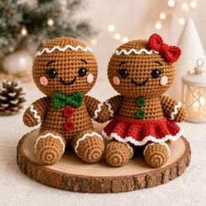 Gingerbread Man Crochet Pattern 2-in-1 No Sew Gingerbread Man & Girl, Christmas Amigurumi PDF, Beginner Crochet Pattern, Gift for Crocheters
